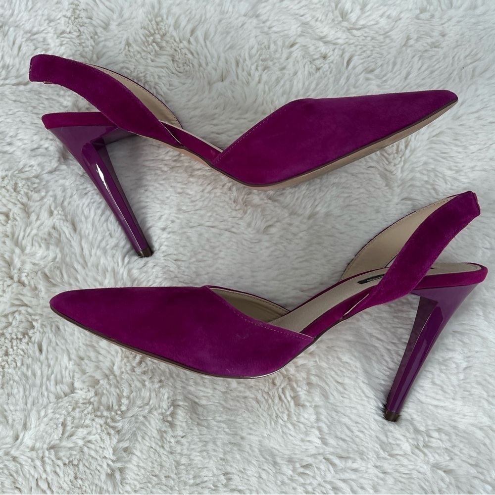 TOWN SHOES magenta suede sling backs - Picture 6 of 8